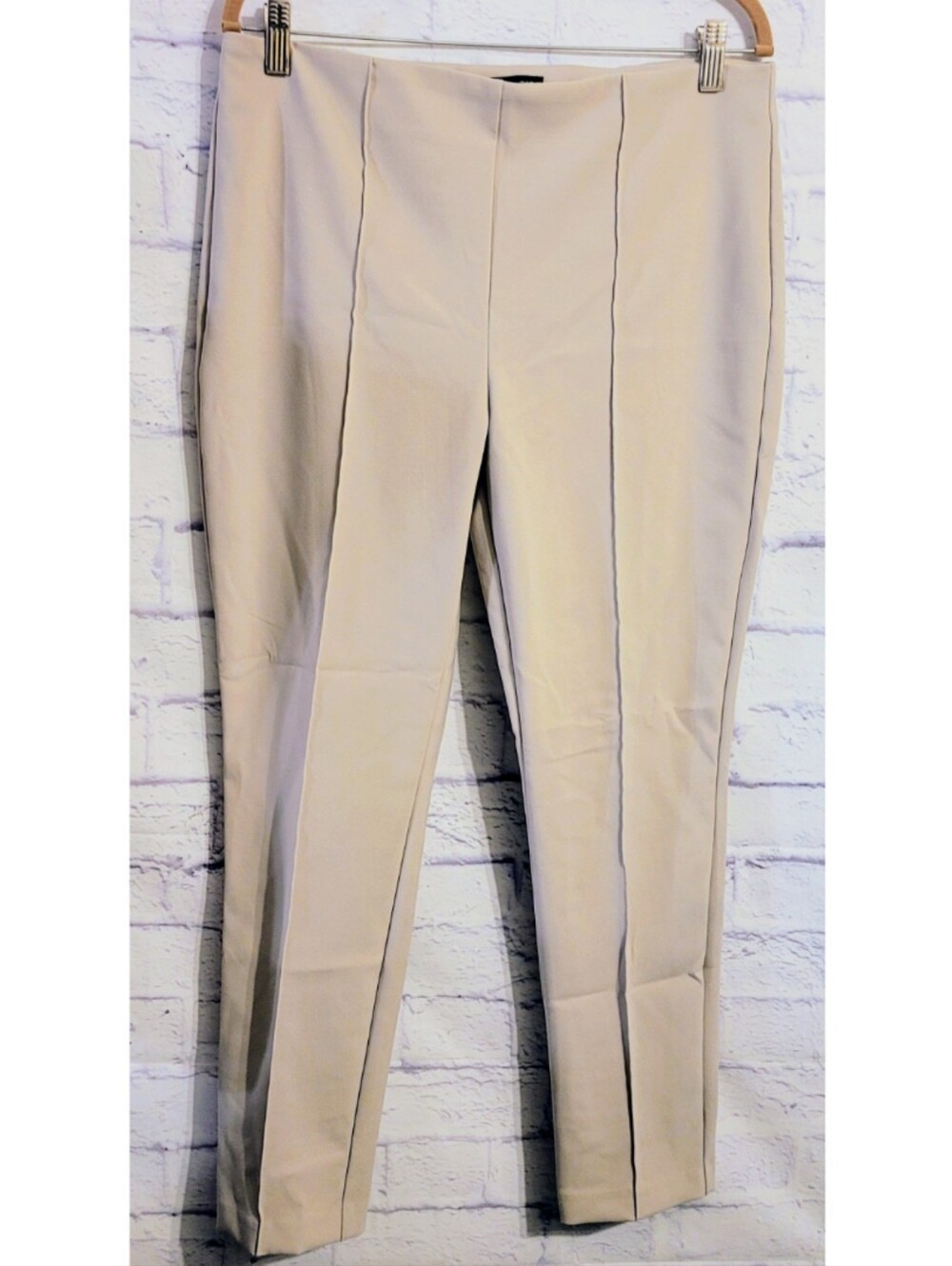 Rachel Zoe Pants Chic Seamed Trouser Womens Size L Taupe Stretch Careerwear